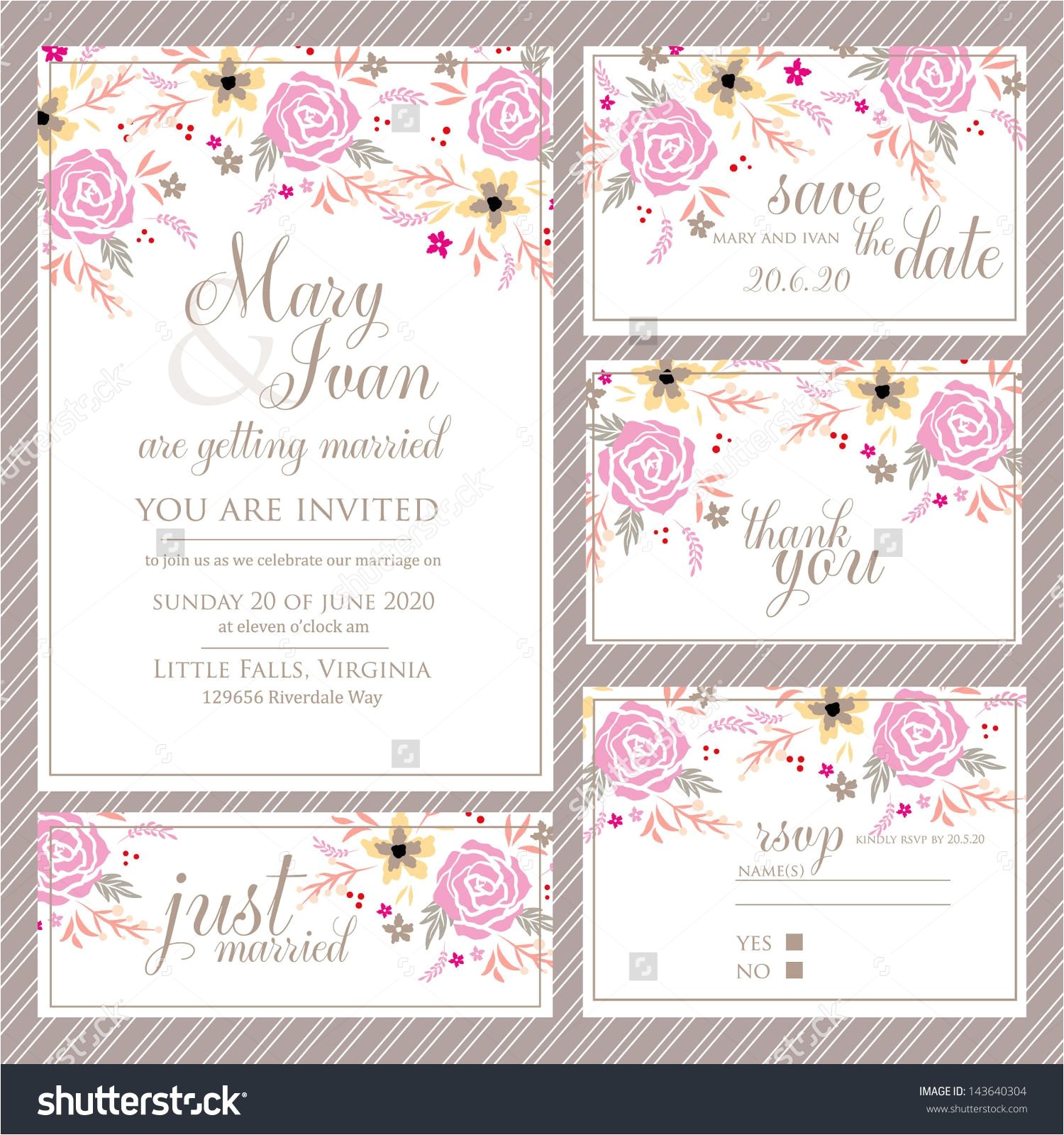 wedding invitations with rsvp cards package