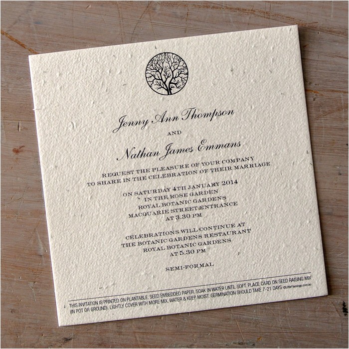 enchanted tree plantable wedding invitations