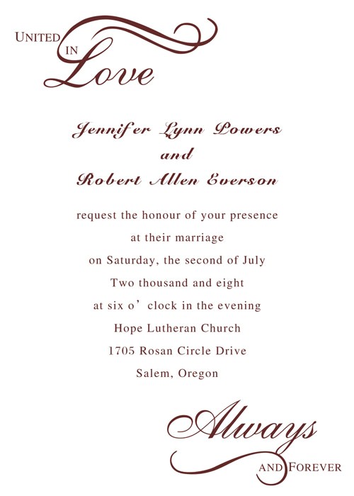always united in love wedding invitations iwi210 p 210