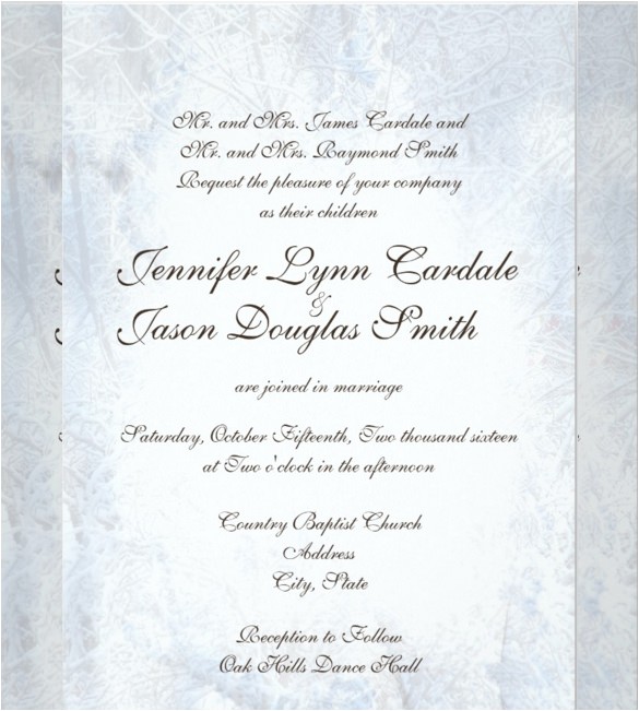 sample winter wedding invitation