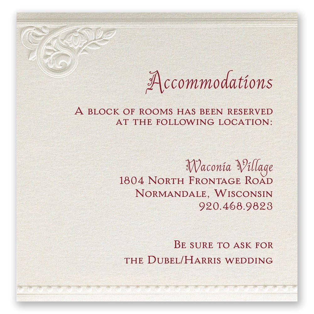 pearls and lace accommodations card