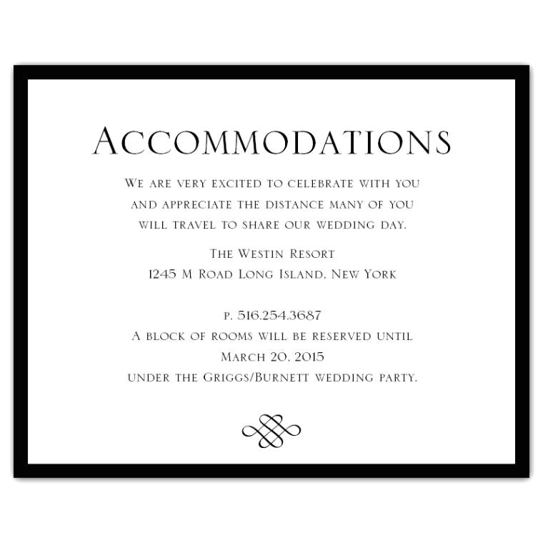 Wording for Hotel Information On Wedding Invitations Wedding Invitation Accommodation Card Wording