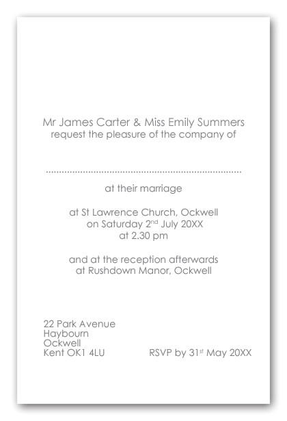 wedding invitation wording uk bride
