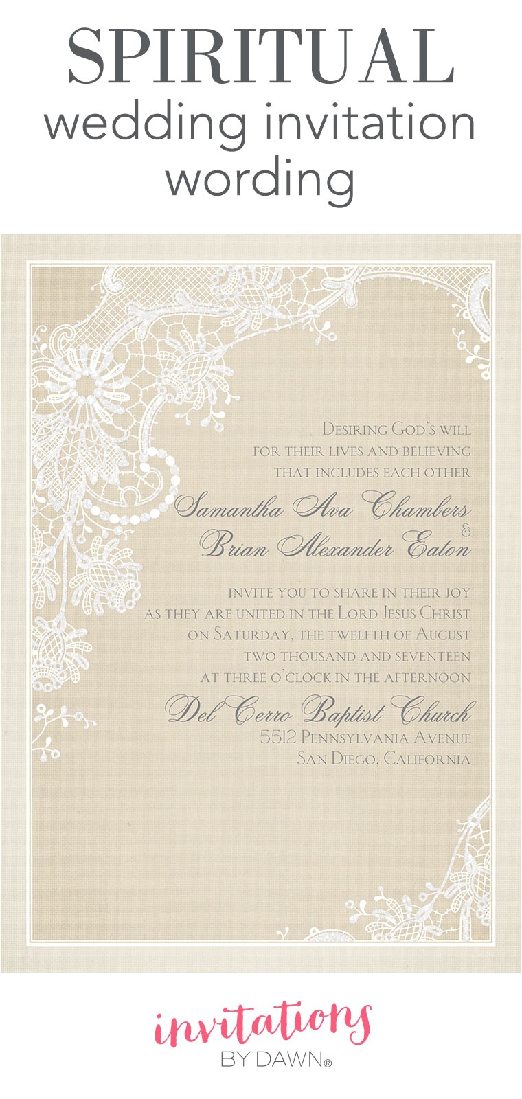 spiritual wedding invitation wording