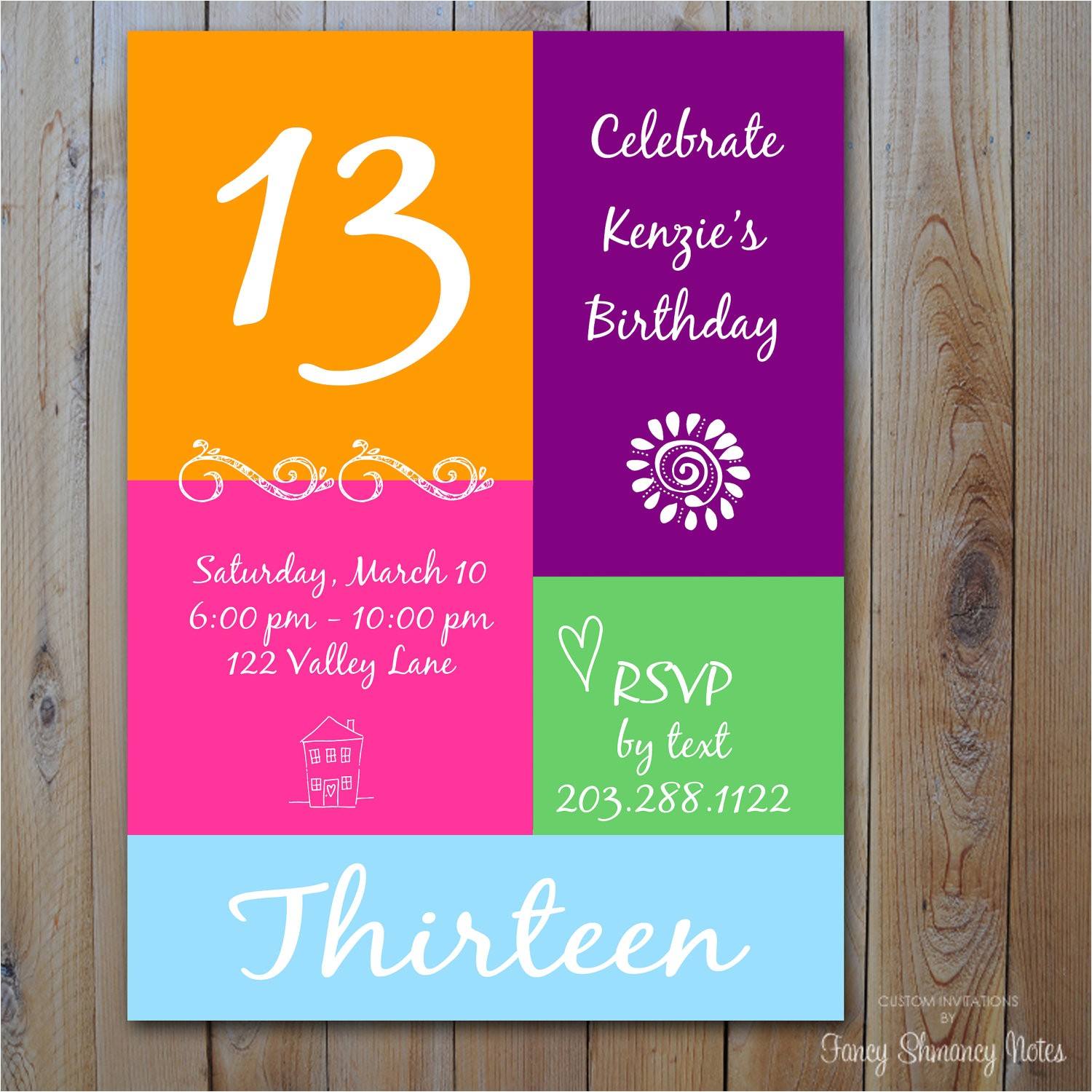 13th birthday party invitation ideas