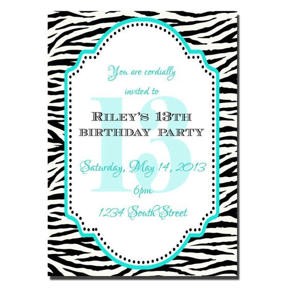 13th birthday party invitation girl