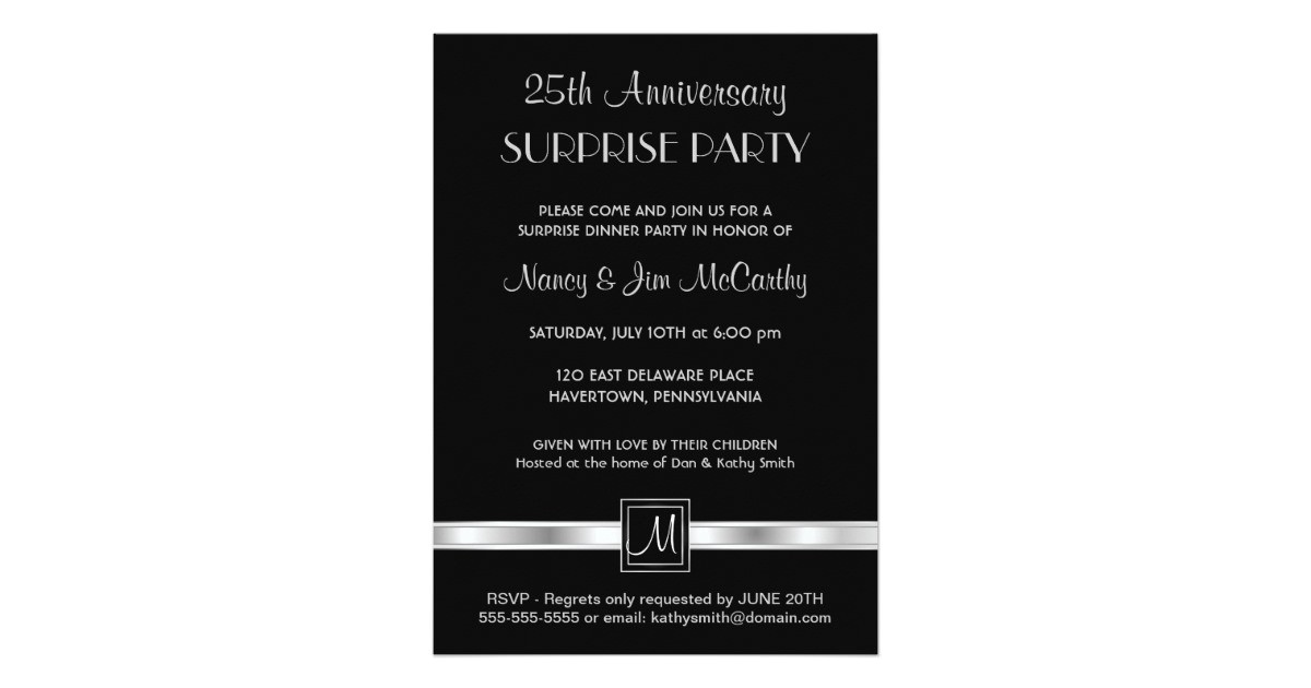 25th anniversary surprise party custom invitations 161113548710380167