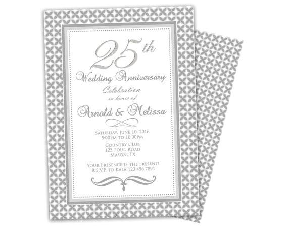 25th wedding anniversary invitation surprise anniversary