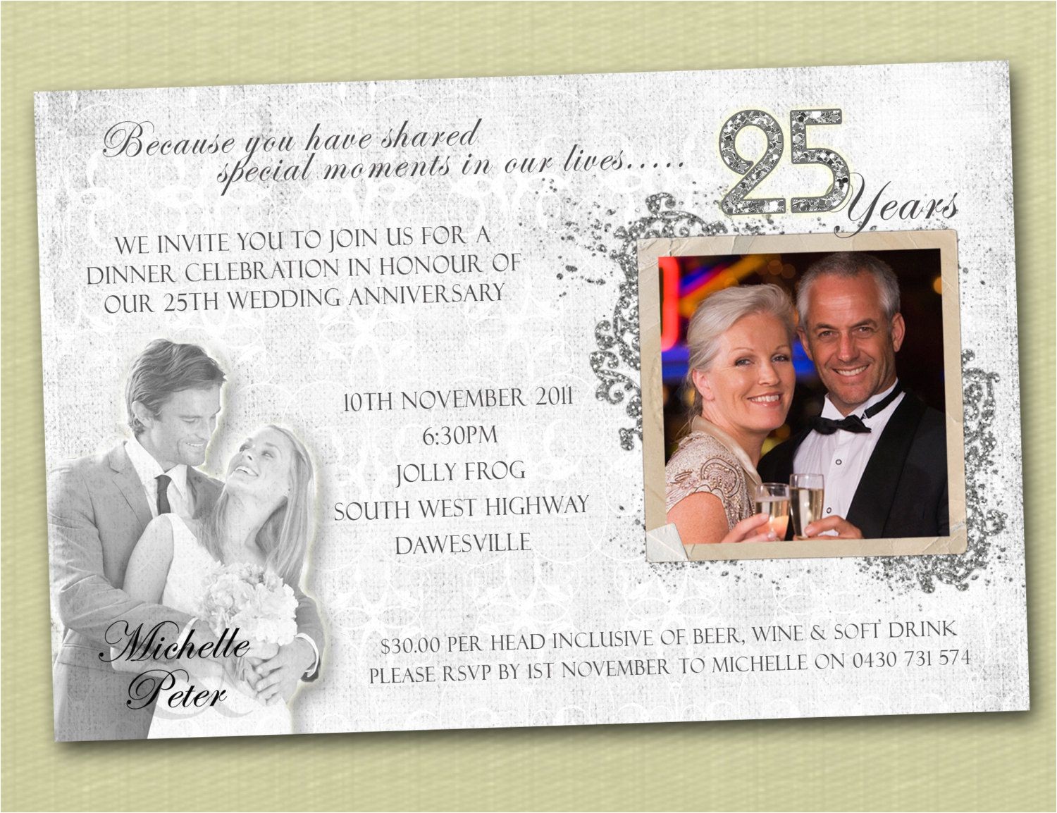 free 25th wedding anniversary invitations