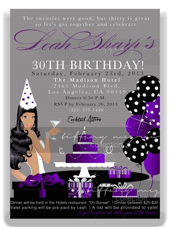 30th birthday invitations for her