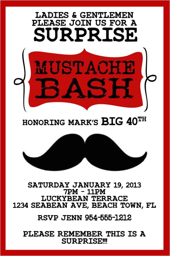 red mustache bash invitation template
