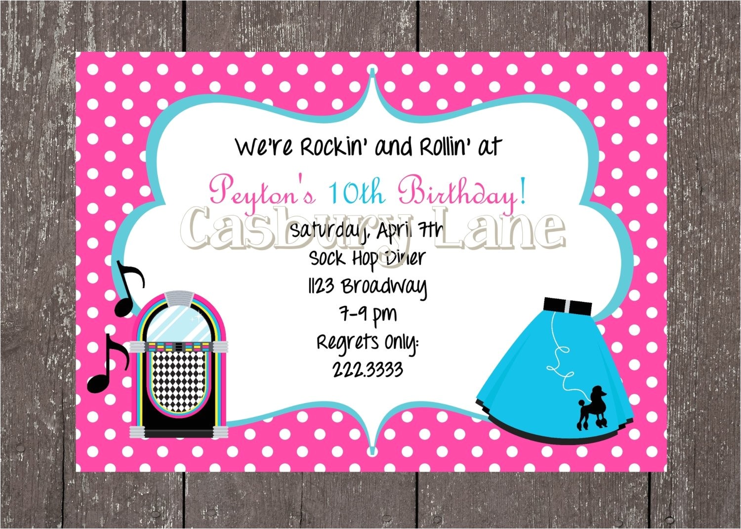 50s party invites and party tags 50s