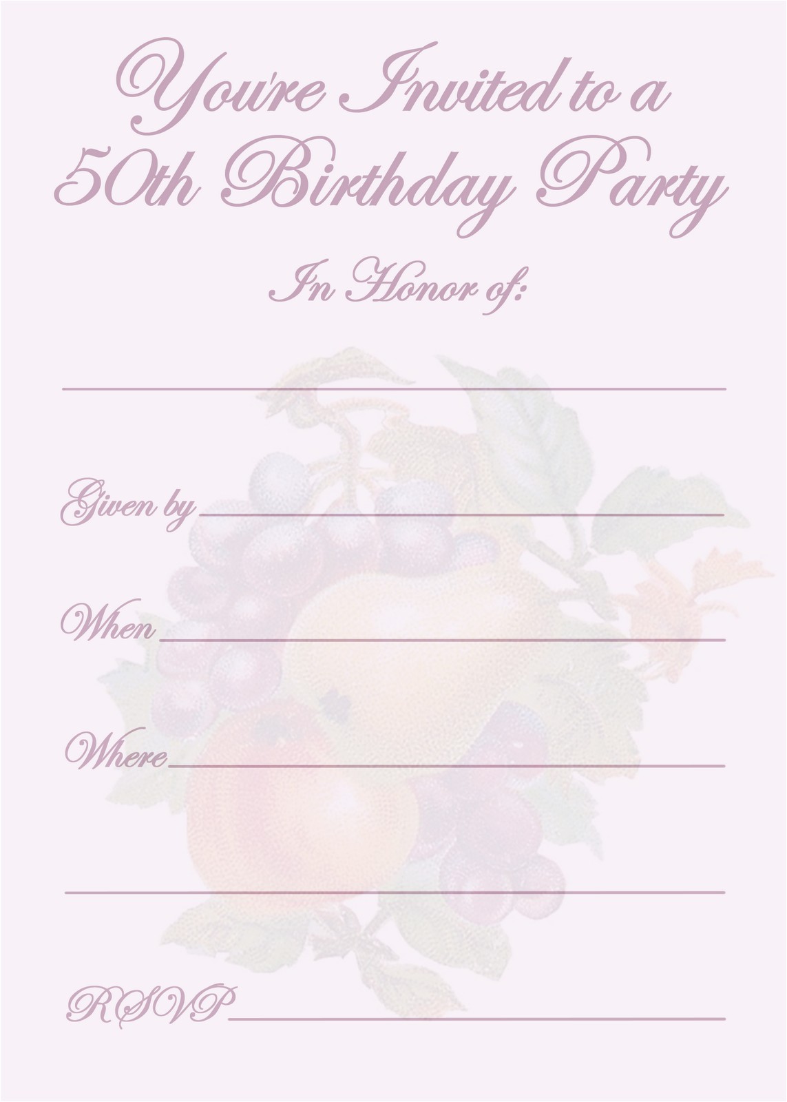 50th birthday party invitation templates
