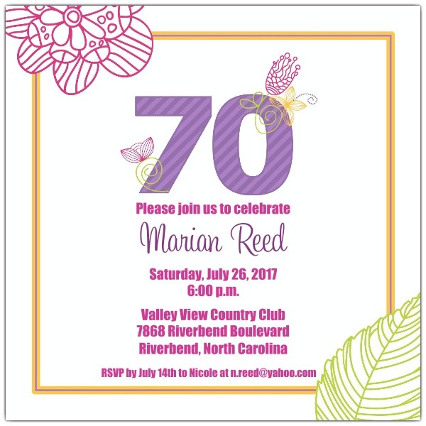 70 birthday invitations templates