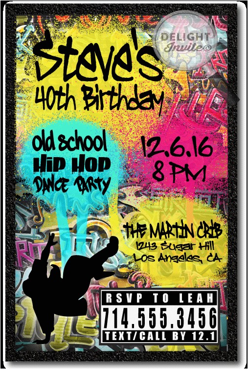 90s hip hop graffiti birthday invitations p 3037