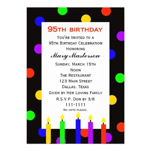 95th birthday party invitation candles and dots 161574954750320718