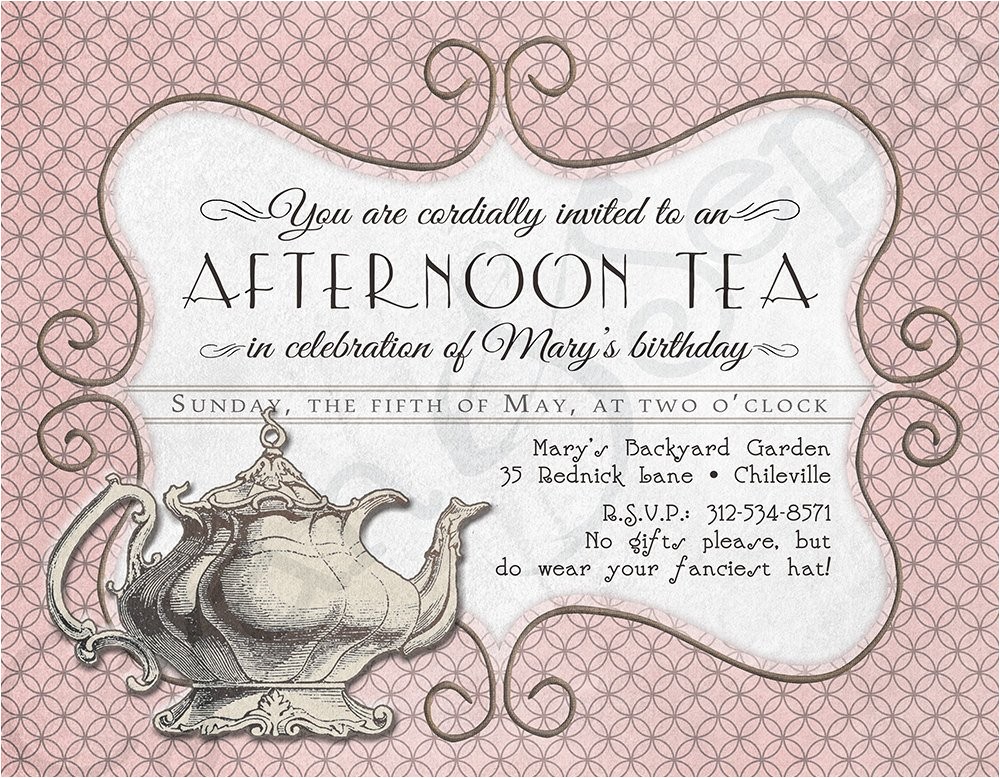 printable tea party birthday invitation