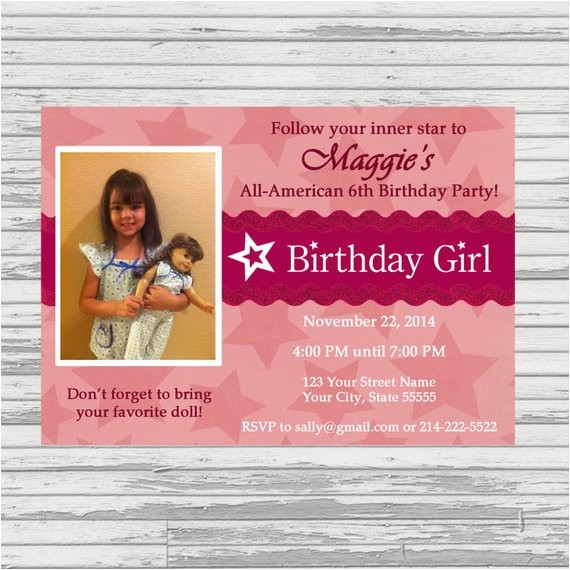 american girl birthday party invitation