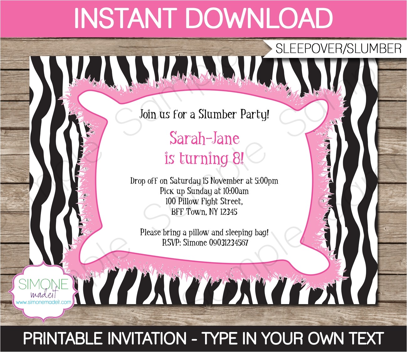 zebra birthday invitations template