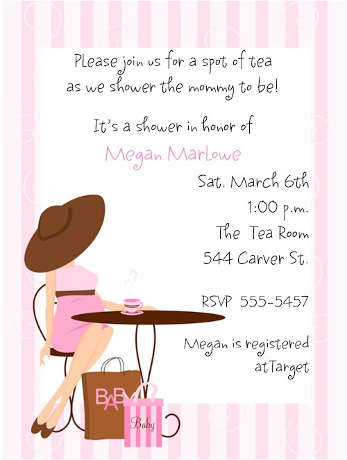 baby girl tea party baby shower invitations