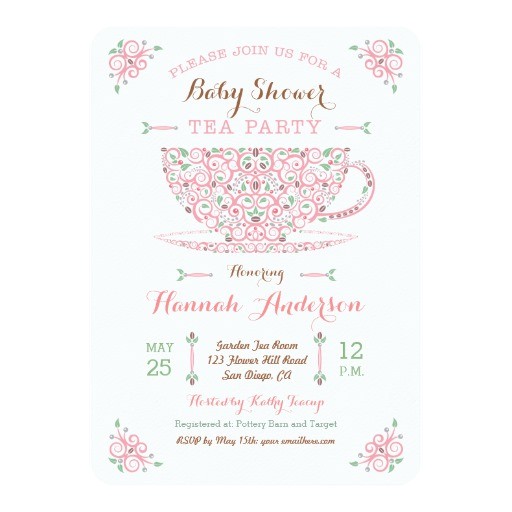 baby shower tea party baby girl ii invitation 256247151106121334