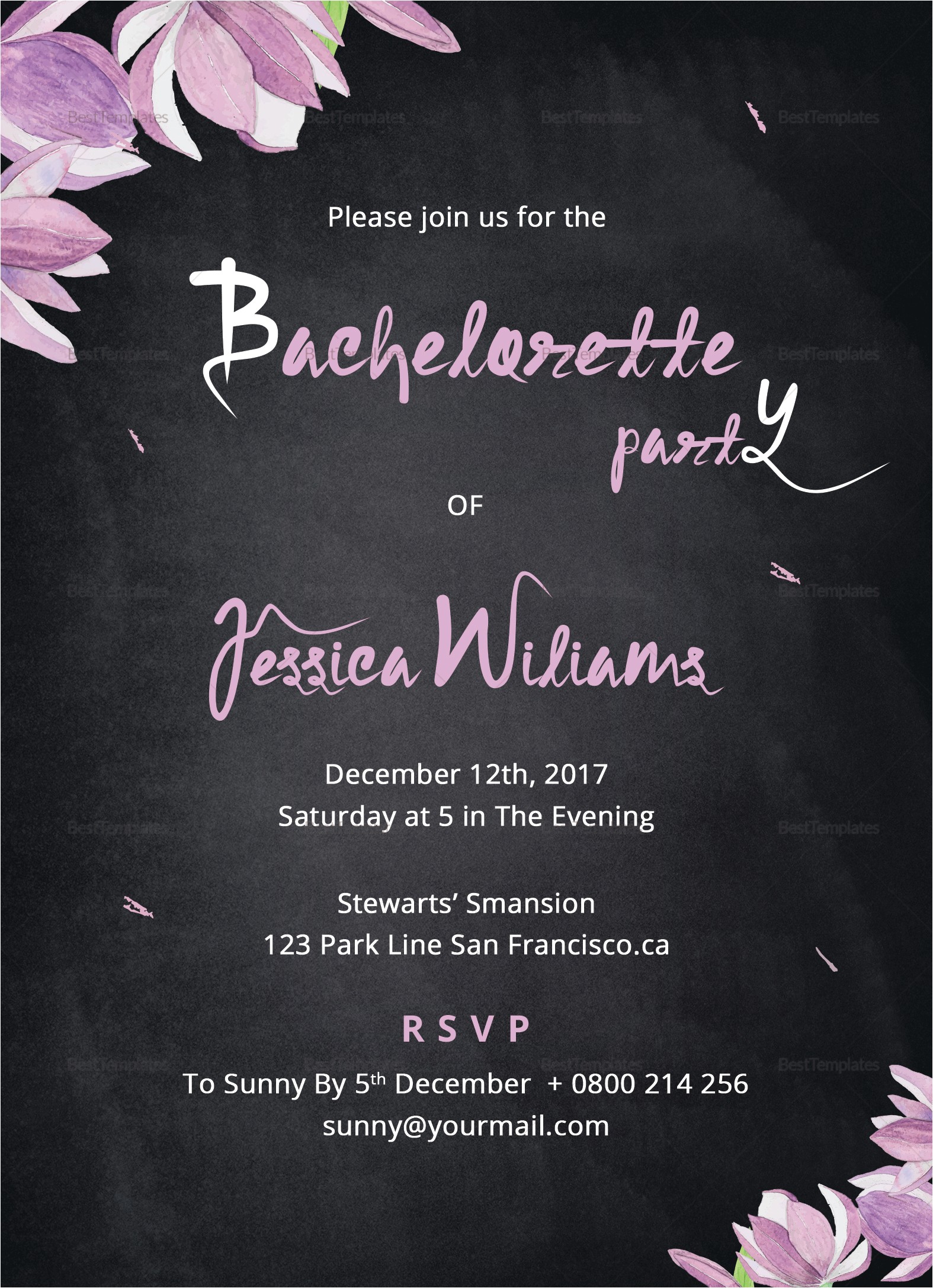 chalk board bachelorette party invitation