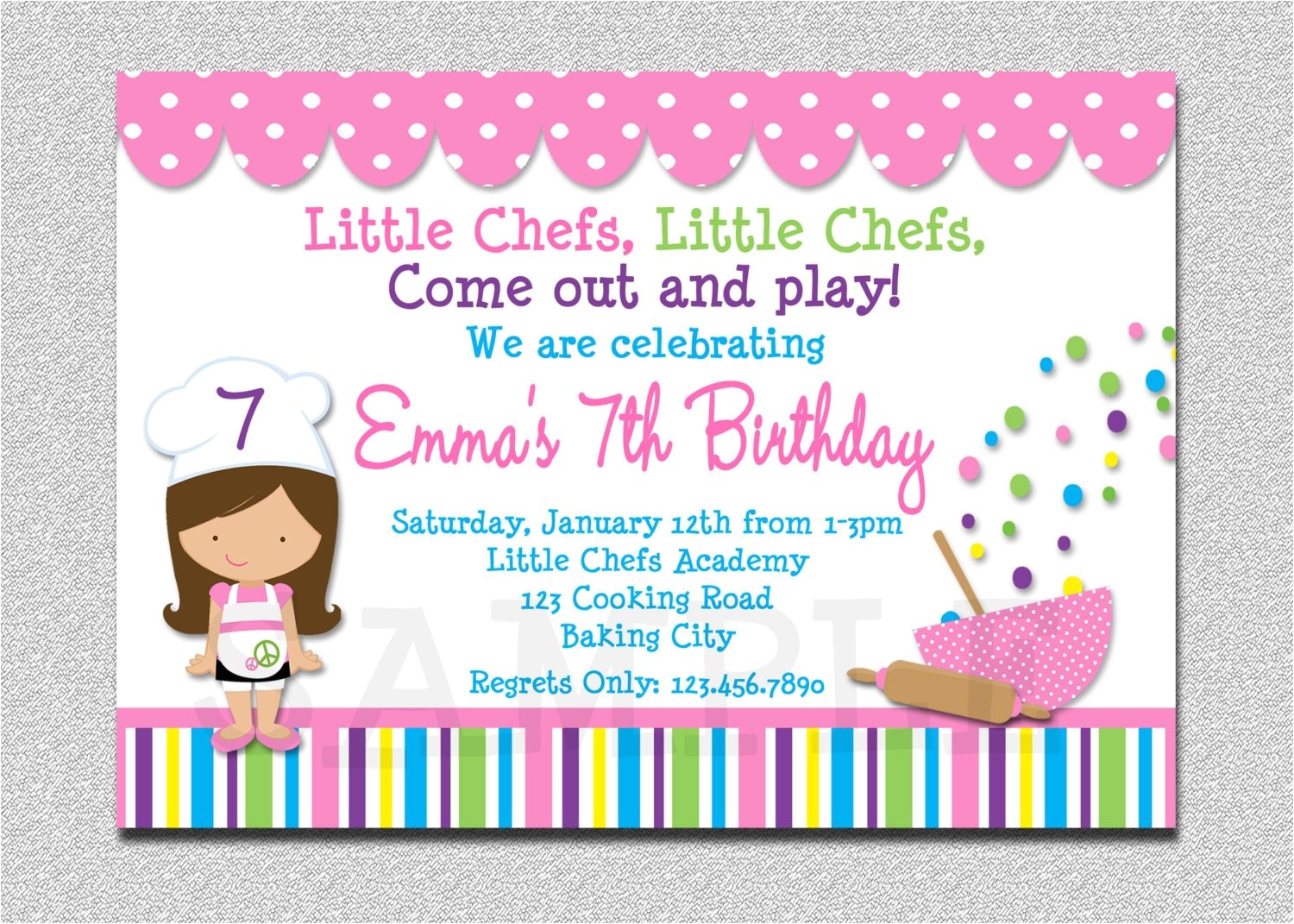 cooking birthday party invitation