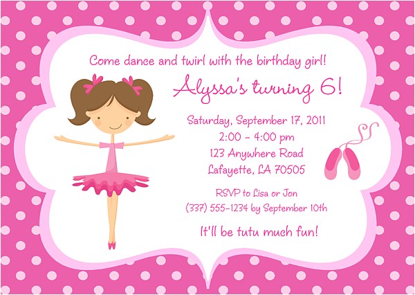 ballerina birthday invitations