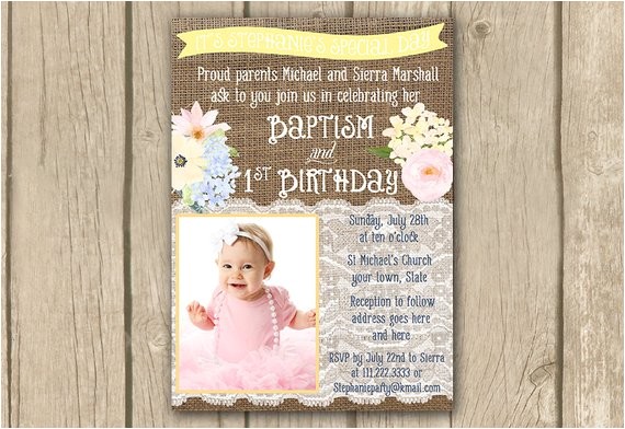 pastel baptism 1st birthday invitation
