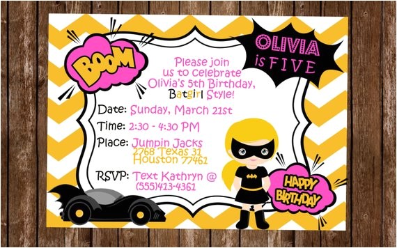 batgirl birthday invitation batgirl