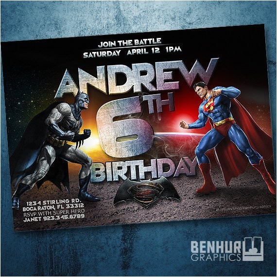 batman vs superman birthday invitation