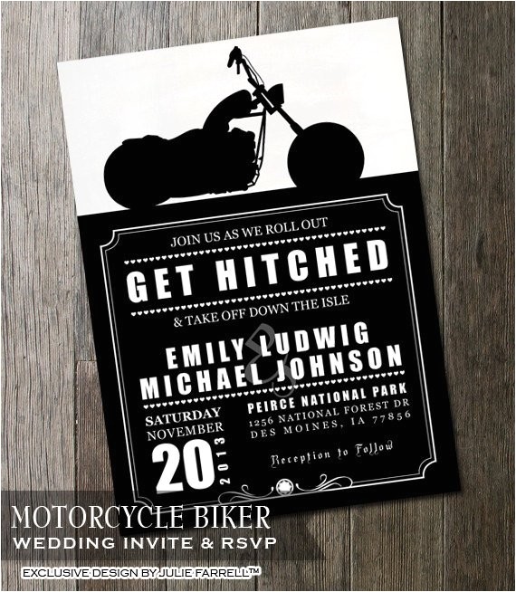 biker motorcycle wedding invitation diy