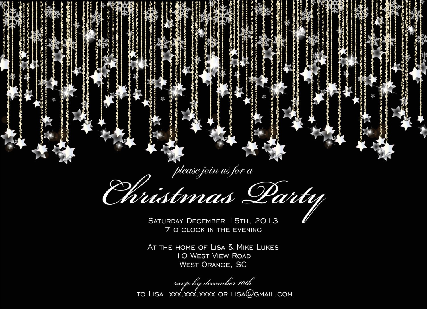 black and white christmas party invitations