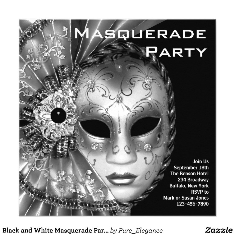invitation template this black and white masquerade party invitation