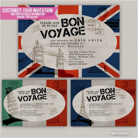 bon voyage custom party invitation