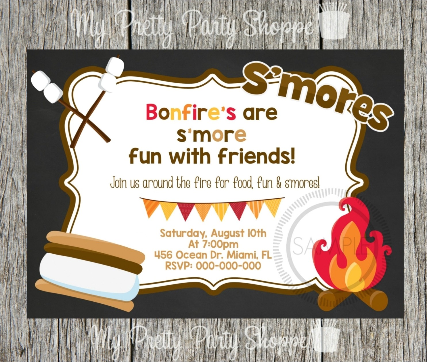 bonfire invitations template