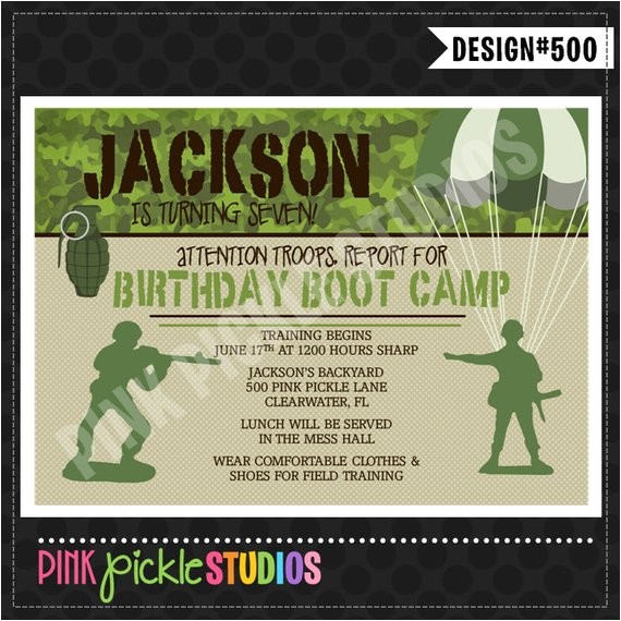 boot camp boys invitation or thank you