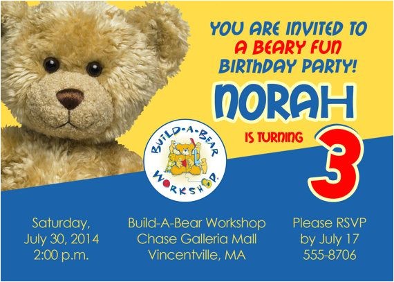 build a bear birthday barty invitations ideas