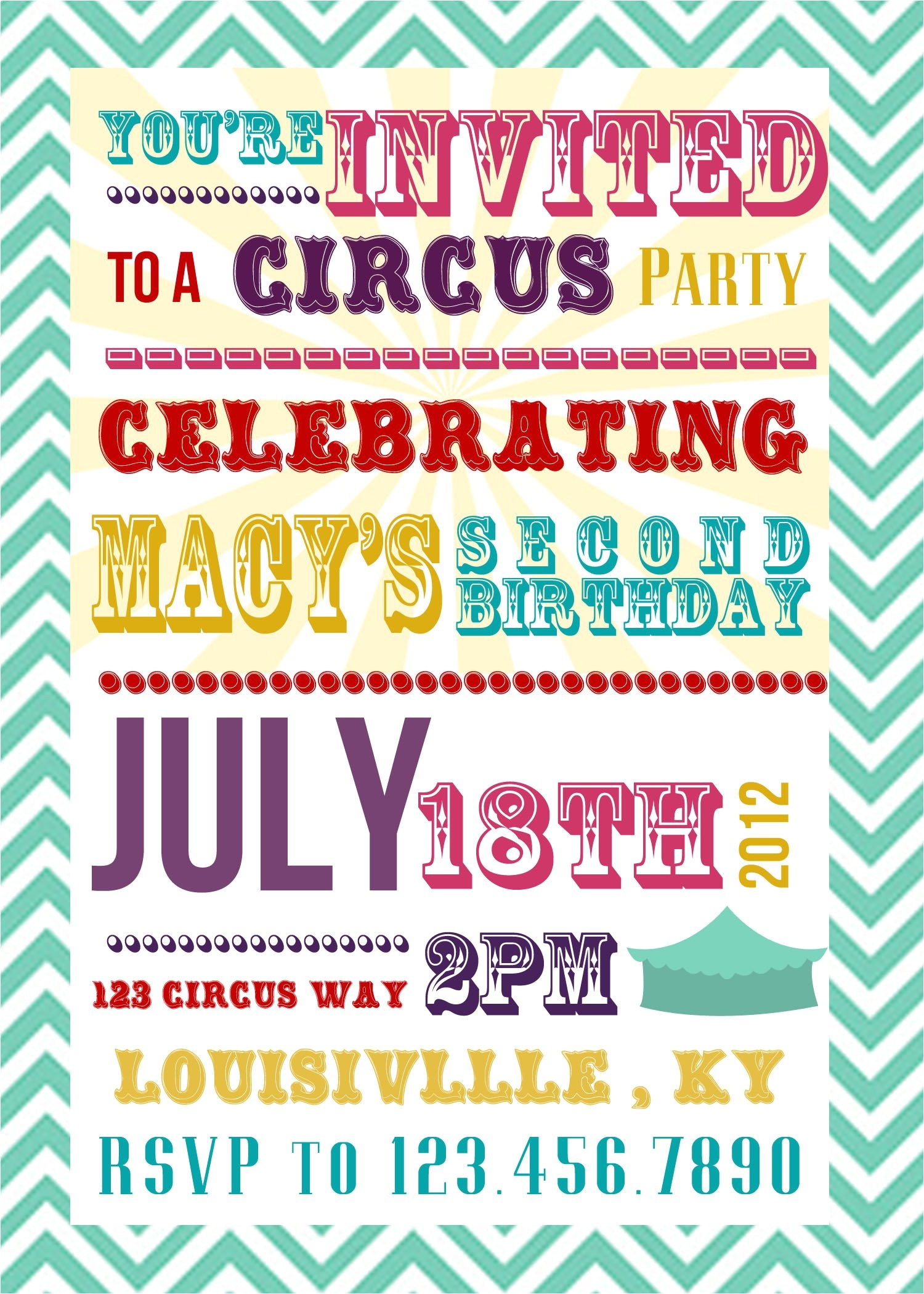 circus carnival party invitations