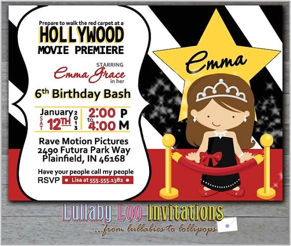 hollywood birthday party invitations