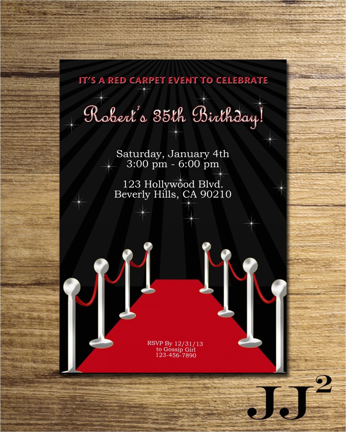 red carpet birthday party invitation