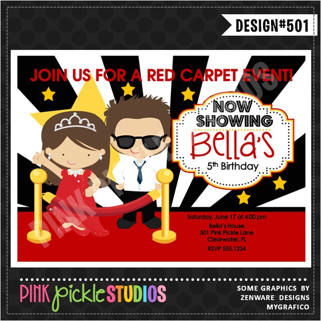 red carpet birthday party invitations