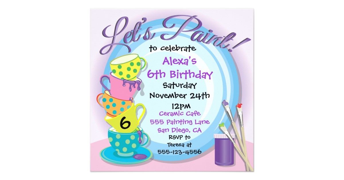 ceramic pottery painting party invitations 161128006591620215