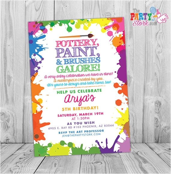 pottery party invitations printable birthday invitation