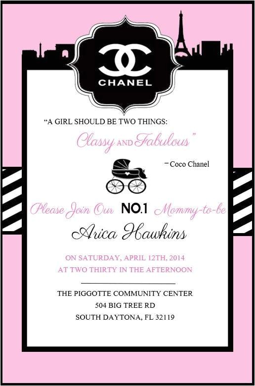 coco chanel themed party invitations