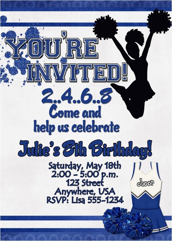cheerleading birthday party invitation