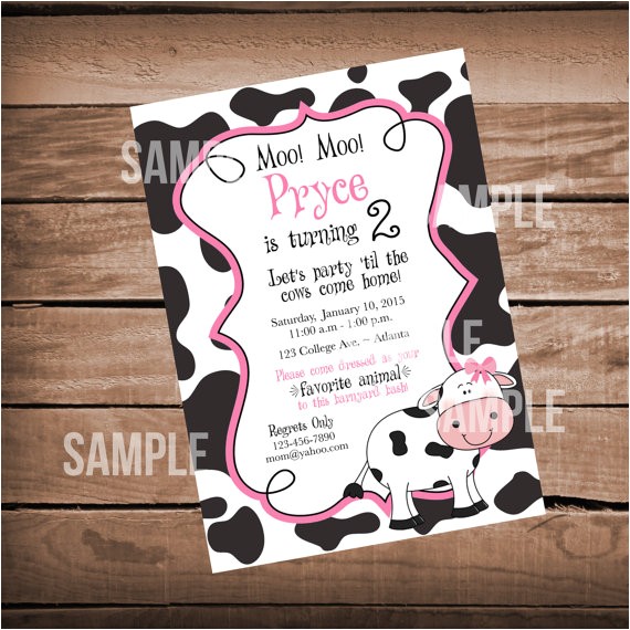 cow birthday party invitations