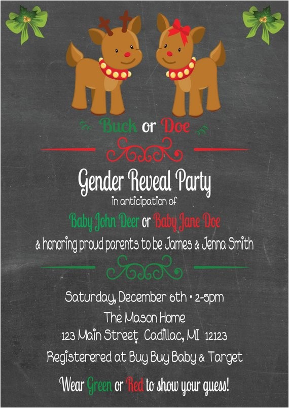 chalkboard christmas gender reveal invitation baby