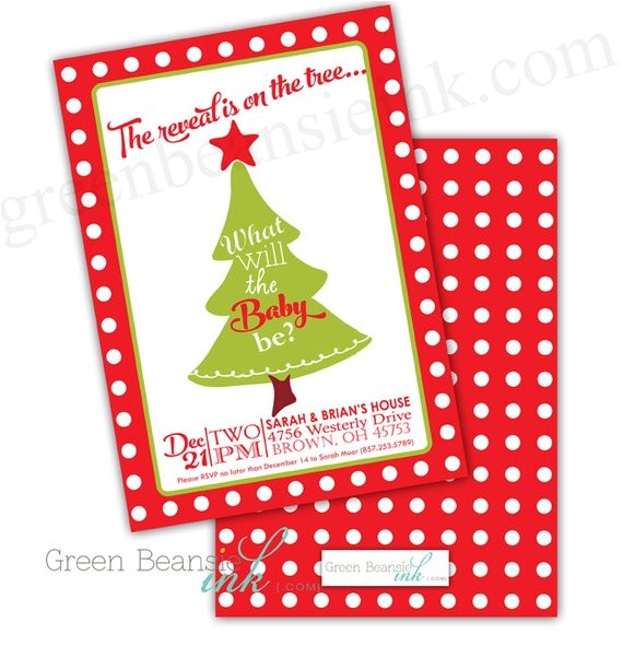 christmas baby gender reveal party invitation