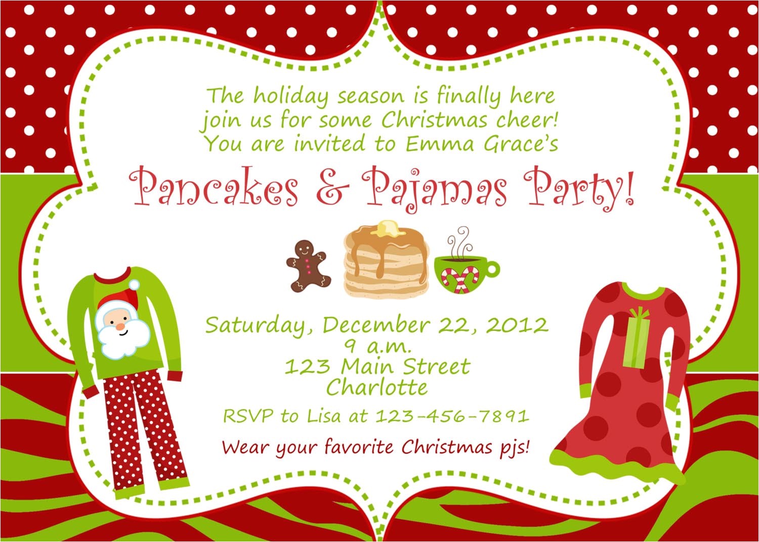 Christmas Slumber Party Invitations Christmas Pajama Party Invitations Home Party Ideas